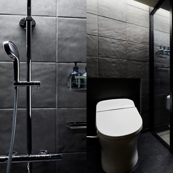 【ホテルタイプ】フリーユニットバス0912・施工事例・黒色でスタイリッシュな浴室