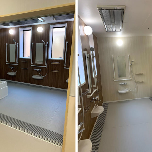 【介護浴室タイプ】フリーユニットバス2851・障碍者施設向けの大浴室計画・施工事例